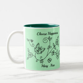 Caneca De Café Em Dois Tons Green Butterfly Reminder Mug