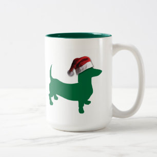 Caneca De Café Em Dois Tons Green Dachshund Natal