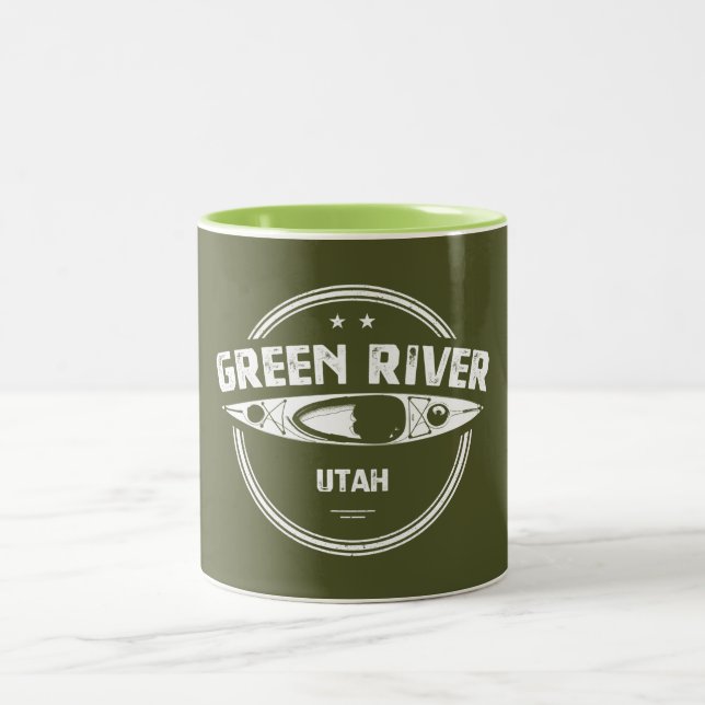Caneca De Café Em Dois Tons Green River Utah Kayaking (Centro)