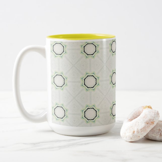 Caneca De Café Em Dois Tons Green Serene Bloom (Com Donut)