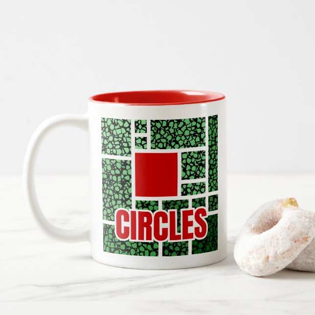 Caneca De Café Em Dois Tons Green Spotted Abstraction with Red Accents (Com Donut)