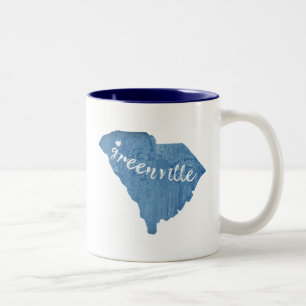 Caneca De Café Em Dois Tons Greenville Carolina do Sul Wood Grain
