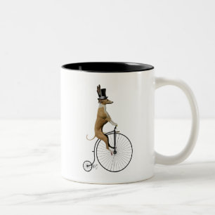 Caneca De Café Em Dois Tons Greyhound na bicicleta Black Penny Farthing