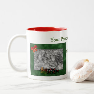 Caneca De Café Em Dois Tons Greyhounds Pulling Sleigh Foto de Natal