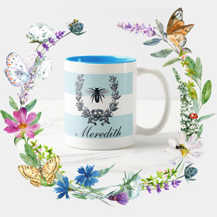 Caneca De Café Em Dois Tons Grinalda do louro com o emblema da abelha da era
