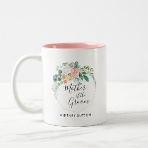 Caneca De Café Em Dois Tons Grinalda Floral de Verão Vermelha Presente de Casa