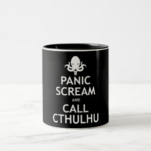 Caneca De Café Em Dois Tons Gritar do pânico e chamada Cthulhu