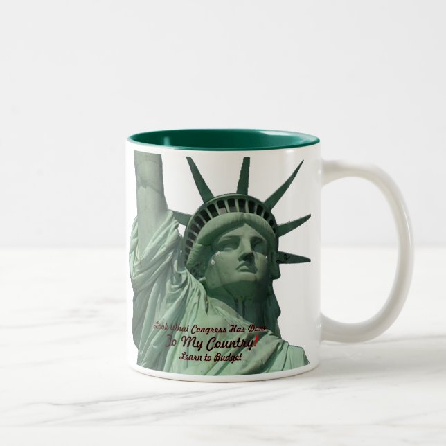 Caneca De Café Em Dois Tons Grito da estátua da liberdade (Direita)