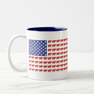Caneca De Café Em Dois Tons Grizzley-Bear-USA-Flag