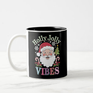 Caneca De Café Em Dois Tons Groovy Cute Santa Claus Holly Jolly Vibes Xmas