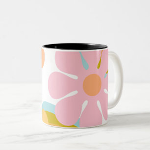 Caneca De Café Em Dois Tons Groovy da Flor Retroativa Hippie 60s 70s