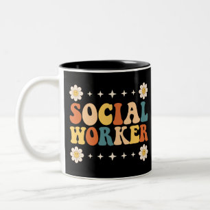 Caneca De Café Em Dois Tons Groovy do Trabalhador Social