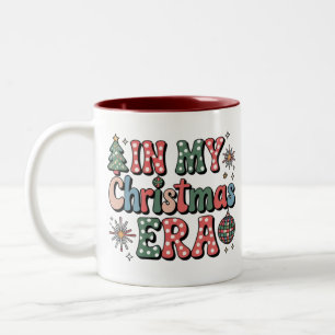 Caneca De Café Em Dois Tons Groovy Na Minha Era De Natal Professor Divertido