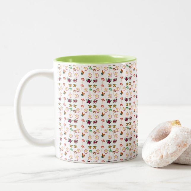 Caneca De Café Em Dois Tons Groovy Pattern (Com Donut)