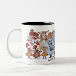 Caneca De Café Em Dois Tons Group of smiling animals cartoon