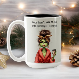 Caneca De Café Em Dois Tons Grumpy Green Furry Women ama café