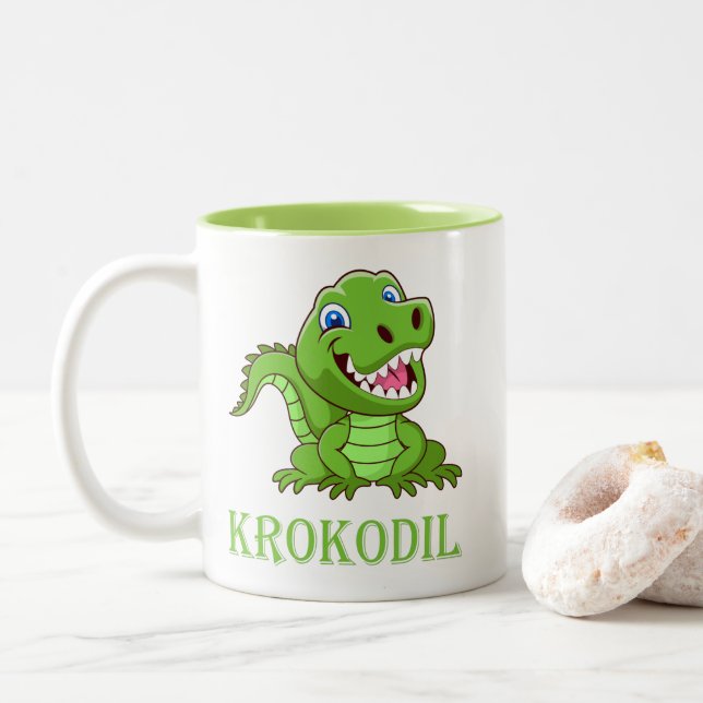 Caneca De Café Em Dois Tons grüne Krokodil (Com Donut)