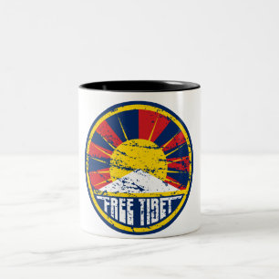 Caneca De Café Em Dois Tons Grunge redondo livre de Tibet