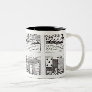 Caneca De Café Em Dois Tons Grupo de descrição dos cartões de jogo Satirica