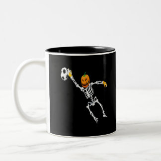 Caneca De Café Em Dois Tons Guardião de futebol do esqueleto