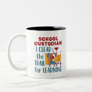 Caneca De Café Em Dois Tons Guardião Escolar Eu Limpo O Caminho Para Aprender