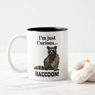 Caneca De Café Em Dois Tons Guaxinim Curioso Engraçado