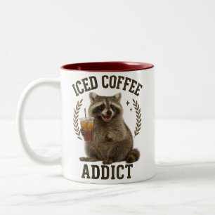 Caneca De Café Em Dois Tons Guaxinim Viciado em Café Gelado Bebe Café Amante d