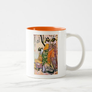 Caneca De Café Em Dois Tons Gueixa japonesa 1911 da gravura três