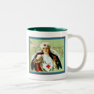 Caneca De Café Em Dois Tons Guerra mundial 1 do ~ do poster da enfermeira do