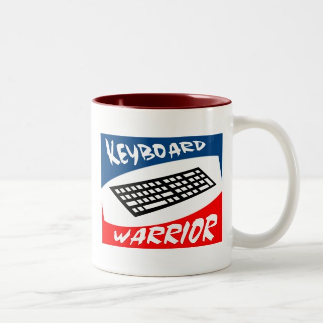 Caneca De Café Em Dois Tons guerreiro do teclado (Direita)