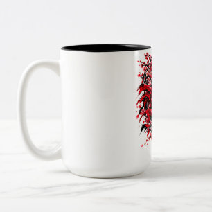 Caneca De Café Em Dois Tons Guerreiro Samurai do Sol Vermelho – Flor de Cereje