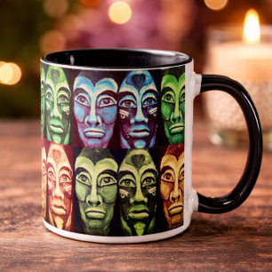 Caneca De Café Em Dois Tons Guerreiros maias - design do surrealismo pintado