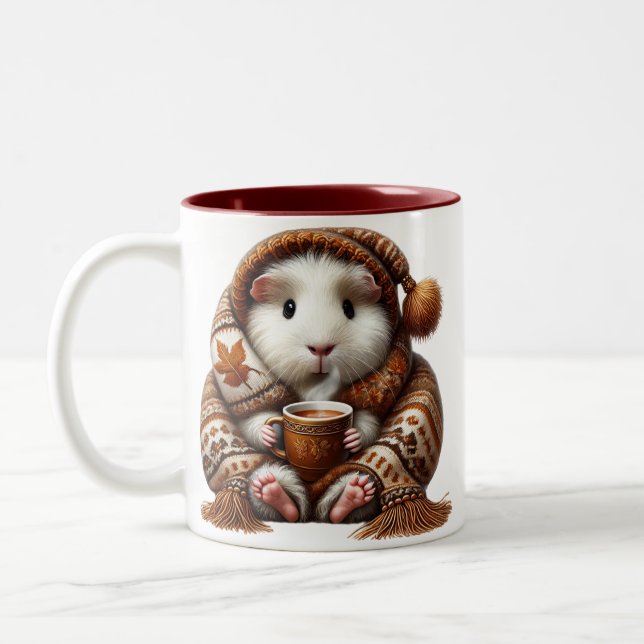 Caneca De Café Em Dois Tons Guinea Pig Bliss Mug - Cozy Autumn Chilling Coffee (Esquerda)