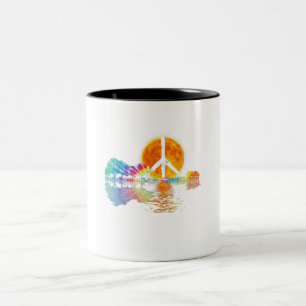 Caneca De Café Em Dois Tons Guitar-lago Shadow Peace Love Guitar Hippie