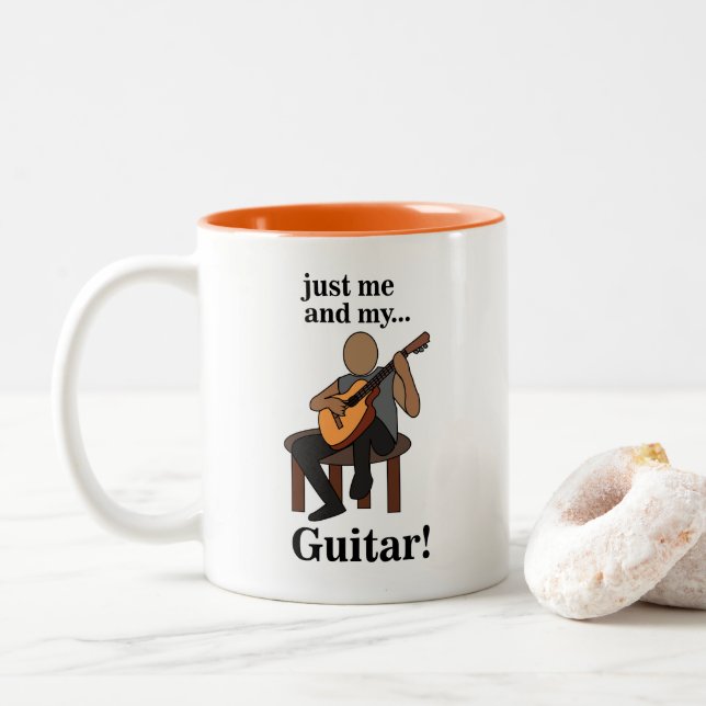 Caneca De Café Em Dois Tons Guitarist Playing Guitar  (Com Donut)