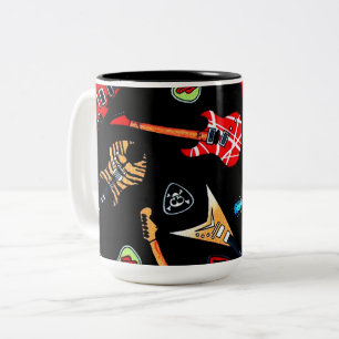 Caneca De Café Em Dois Tons Guitarras Elétricas