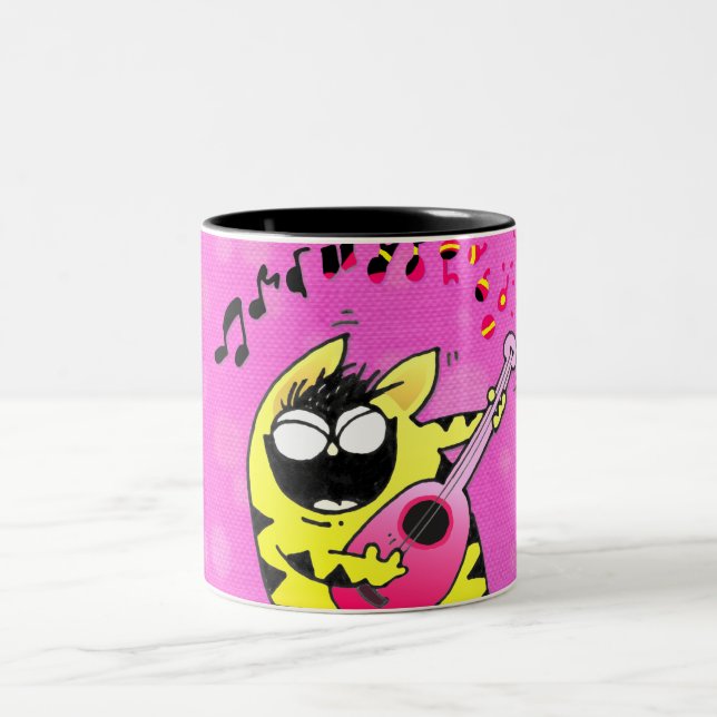 Caneca De Café Em Dois Tons Guitarrista louco do gato (Centro)