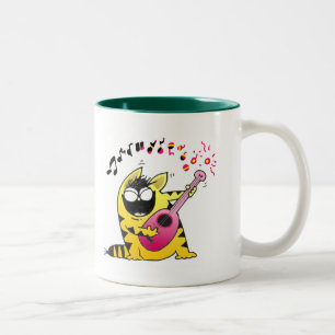 Caneca De Café Em Dois Tons Guitarrista louco do gato