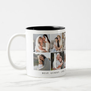 Caneca De Café Em Dois Tons Gummy Collage, 10 Photo Grid, Presente para a vovó