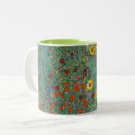 Caneca De Café Em Dois Tons Gustav Klimt - Jardim do País com Girassóis<br><div class="desc">Jardim do País com Girassóis/Jardim de Fazenda com Girassóis - Gustav Klimt em 1905-1906</div>