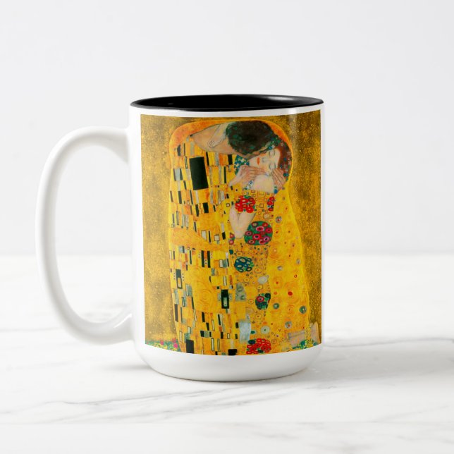 Caneca De Café Em Dois Tons Gustav Klimt O Beijo (Esquerda)