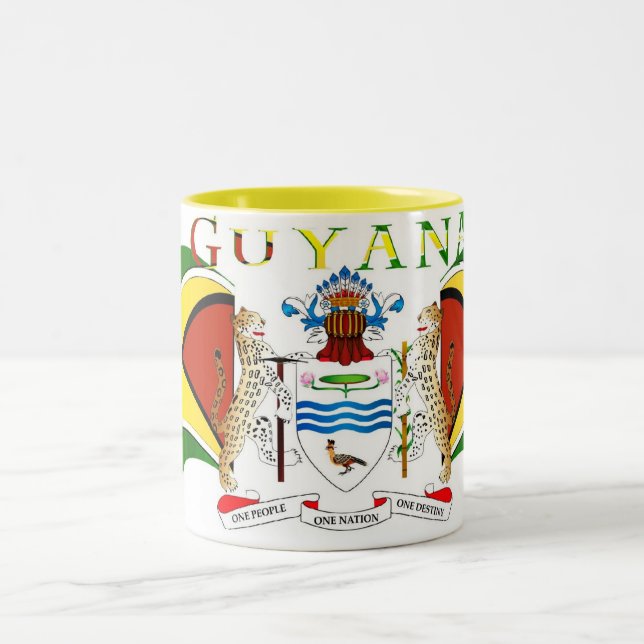 Caneca De Café Em Dois Tons Guyana_Coat de Arms-558 (Centro)