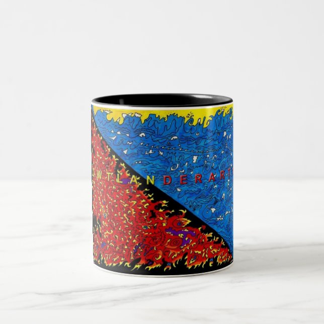 Caneca De Café Em Dois Tons h2o sobre o fogo (Centro)