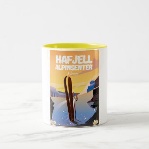 Caneca De Café Em Dois Tons hafjell alpinsenter Noruega belo poster de esqui.
