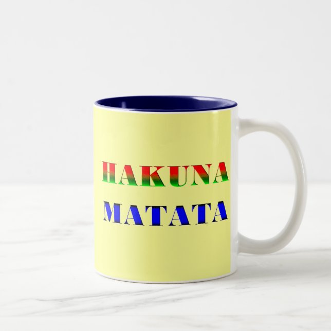 Caneca De Café Em Dois Tons Hakuna Matata/frase africana para de "o presente (Direita)