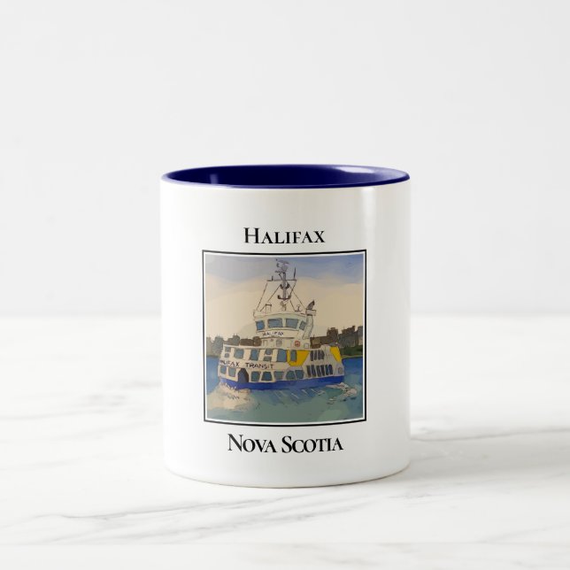 Caneca De Café Em Dois Tons Halifax Ferry Boat, Nova Escócia (Centro)