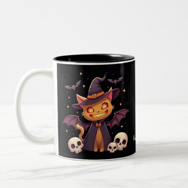 Caneca De Café Em Dois Tons Halloween Cat Mug (Esquerda)