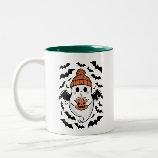 Caneca De Café Em Dois Tons Halloween Cute Ghost Fall Spooky Season Gift (Esquerda)