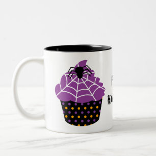 Caneca De Café Em Dois Tons Halloween do cupcake de aranha
