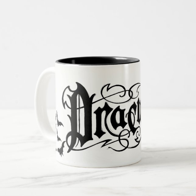 Caneca De Café Em Dois Tons Halloween Dracula (Frente Esquerda)